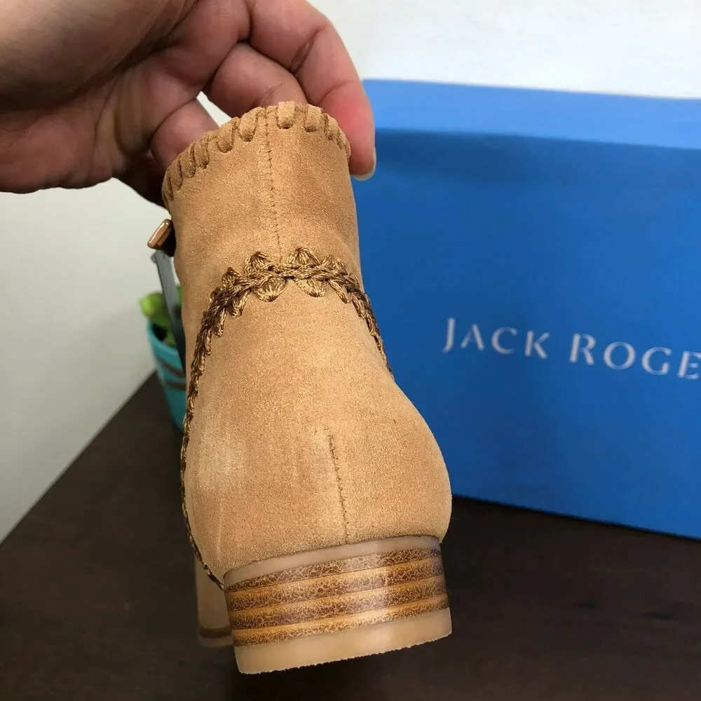 NEW Jack Rogers Womens Gemma Tan Suede Waterproof Ankle Booties Size 6M